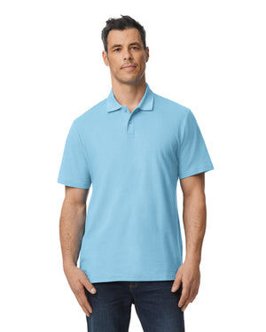 Men's Softstyle Double Pique Polo - Light Blue