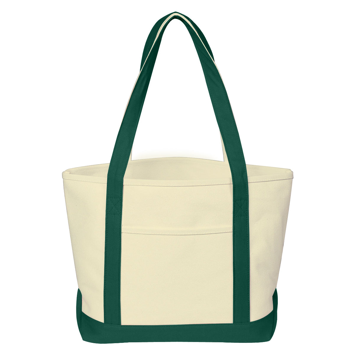Medium Starboard Cotton Canvas Tote Bag - Natural With Forest Green