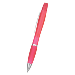 Twin-Write Pen With Highlighter - Translucent Pink