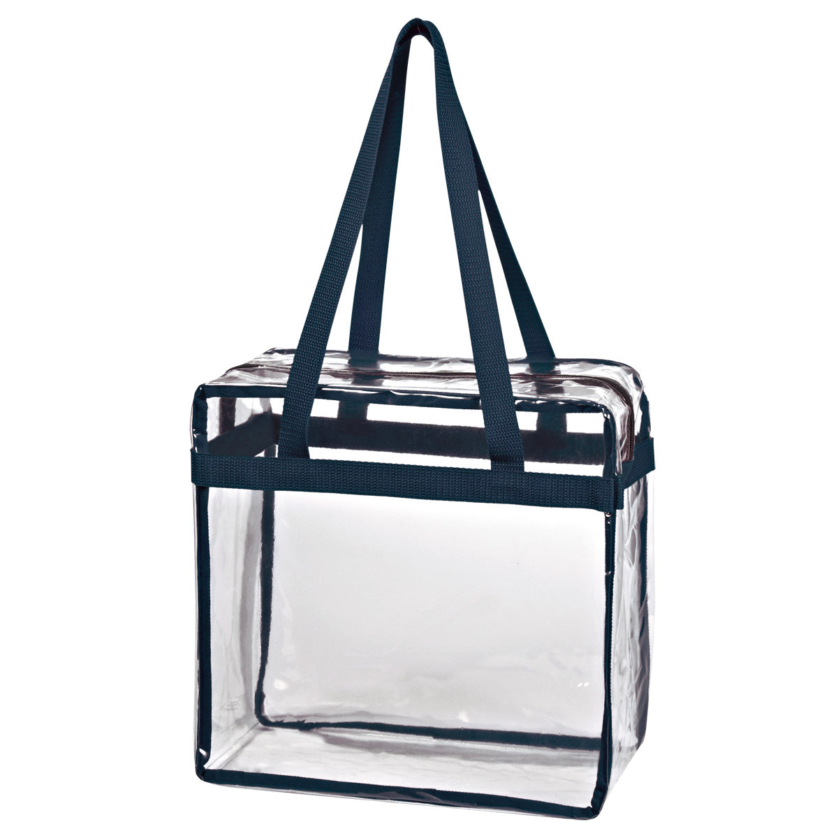 Clear EVA Tote Bag With Zipper - Clear With Navy