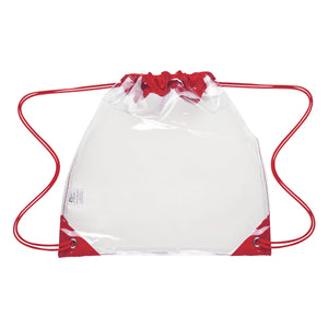 Touchdown Clear EVA Drawstring Backpack - Clear With Red