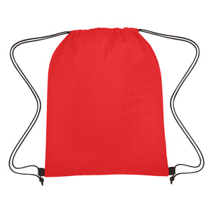 Wave Design Non-Woven Drawstring Bag - Red