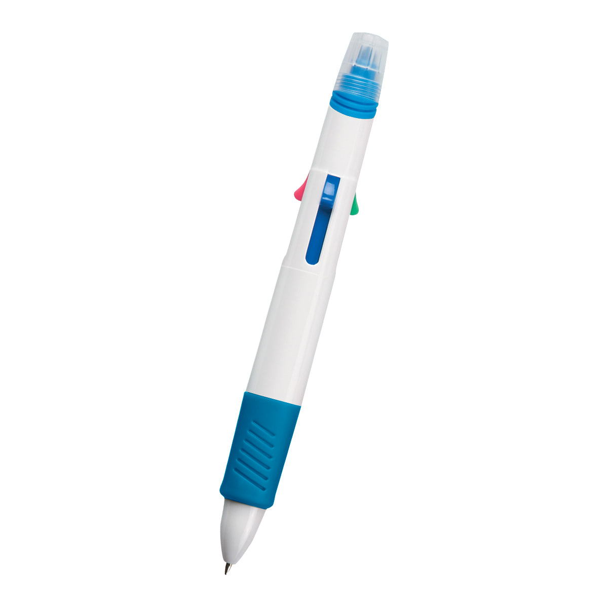 Quatro Pen With Highlighter - White With Blue