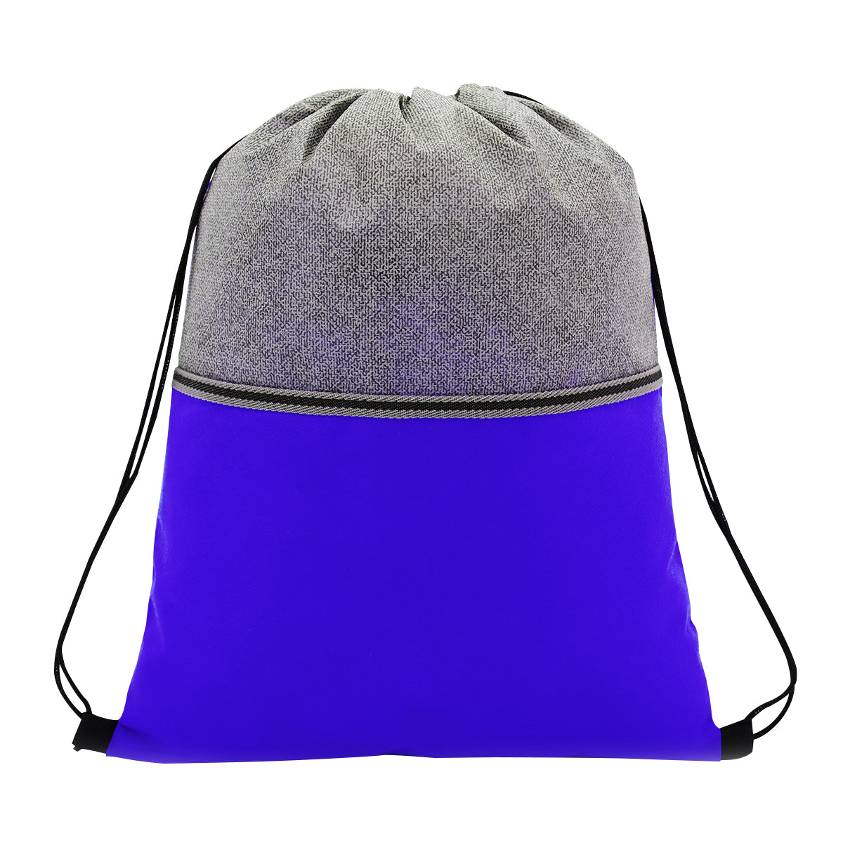Color Basics Heathered Non-Woven Drawstring Bag - Royal Blue With Gray