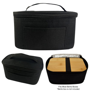 Insulated Bento Box Carrying Case - Black With Black