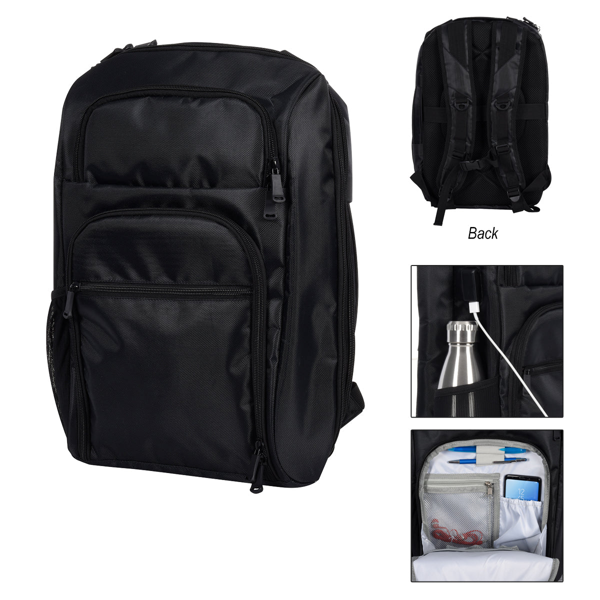 RFID Laptop Backpack & Briefcase - Black