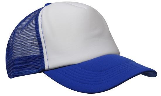 Mesh Back Baseball Cap - White With Royal