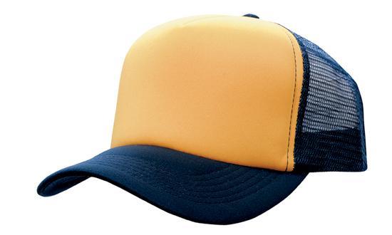 Mesh Back Baseball Cap - Gold With Navy
