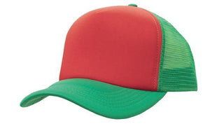 Mesh Back Baseball Cap - Red With Emerald Green