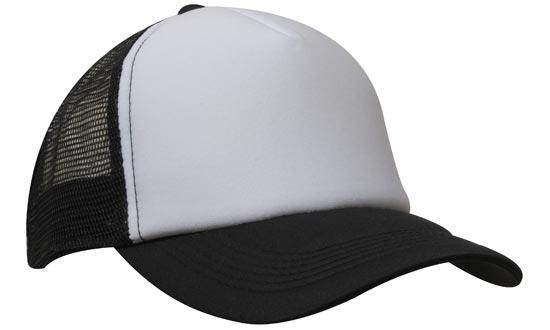 Mesh Back Baseball Cap - White With Black