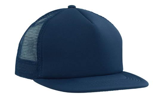 5 Panel Mesh Back Cap with Flat Peak - Navy