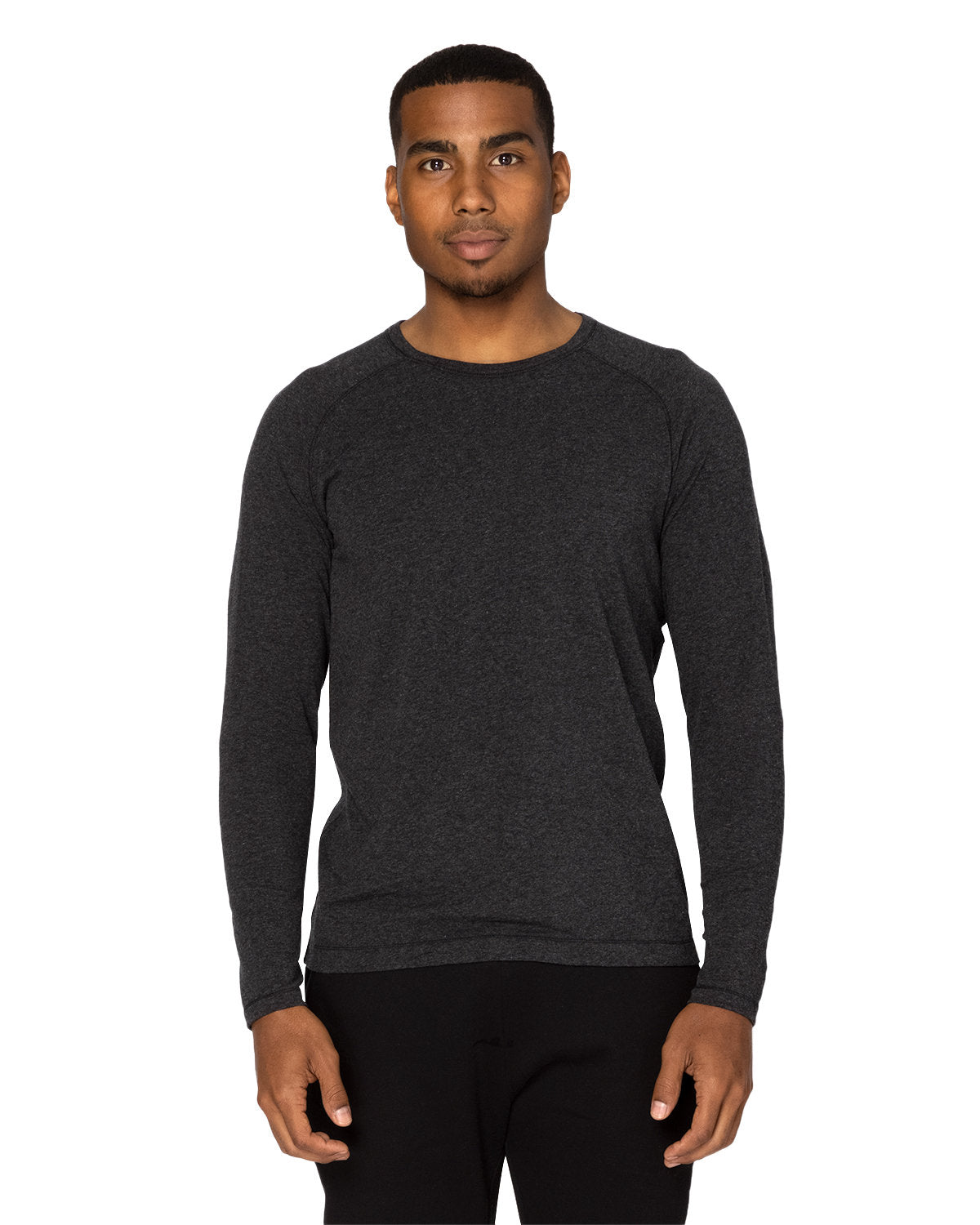 Threadfast Unisex Impact Long-Sleeve T-Shirt - Black Heather