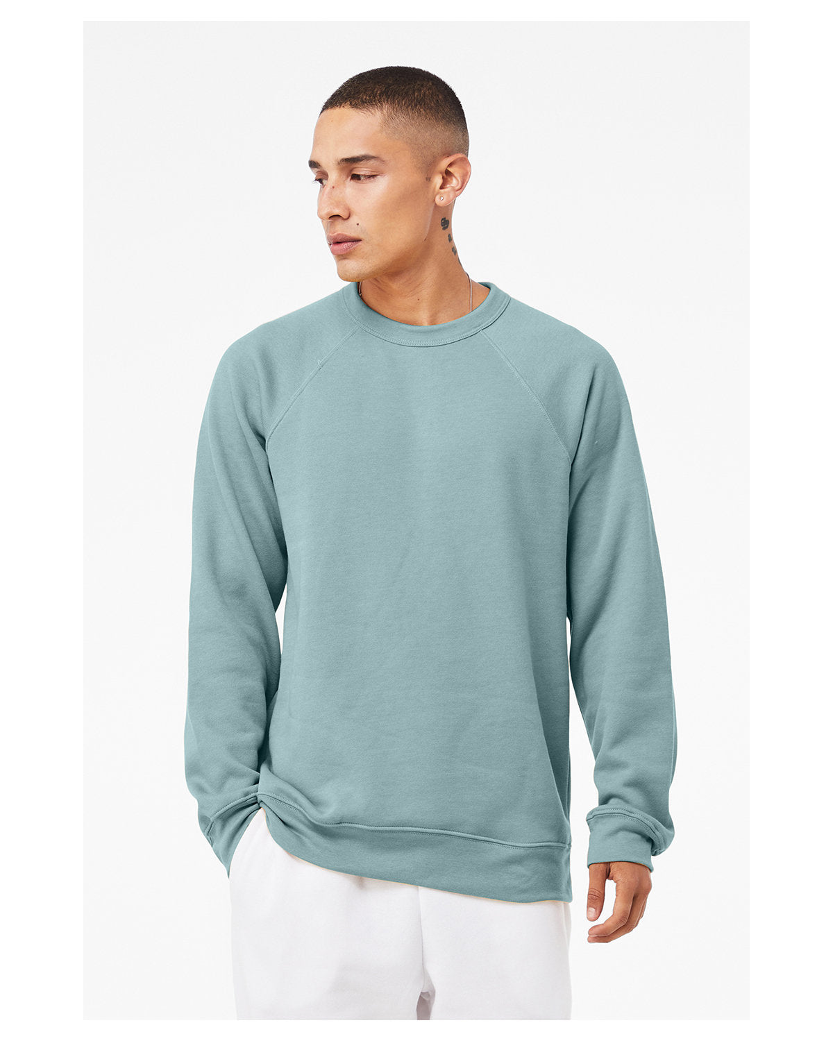 BELLA + CANVAS Unisex Sponge Fleece Crewneck Sweatshirt - Heather Blue Lagoon