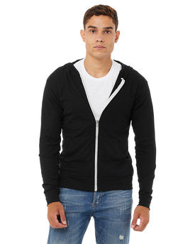 Bella + Canvas Unisex Triblend Full-Zip Lightweight Hoodie - Black Triblend