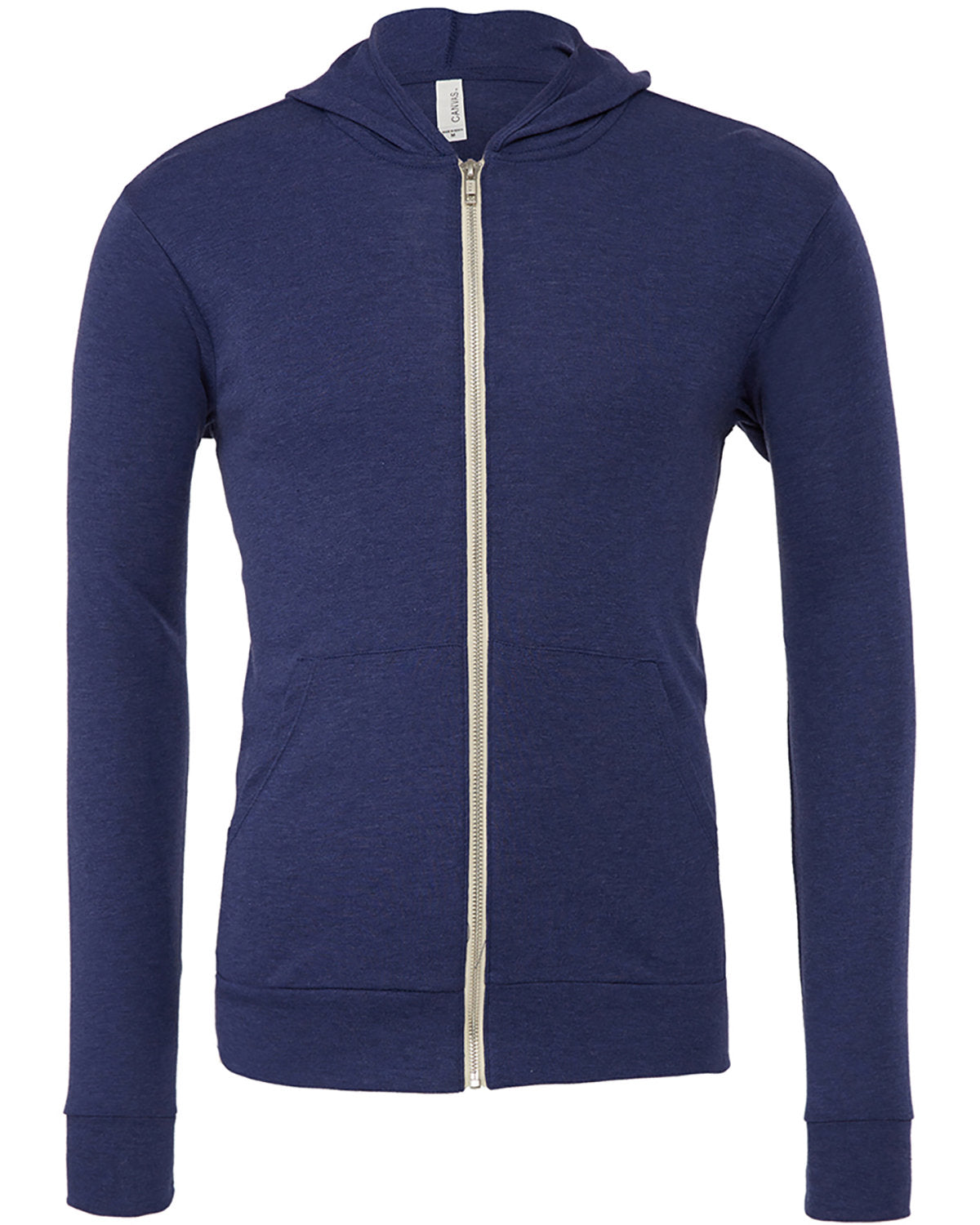 Bella + Canvas Unisex Triblend Full-Zip Lightweight Hoodie - Navy Triblend