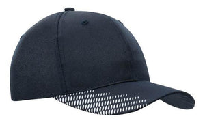 6 Panel Breathe P-Twill with Peak Print Cap - Navy With White