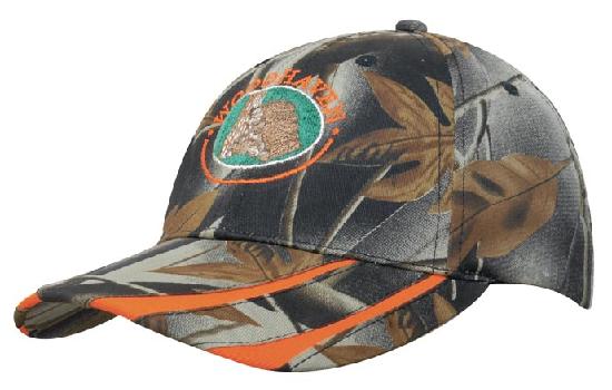 Leaf Print Camouflage with Laminated Two Tone Visor Cap - Camouflage