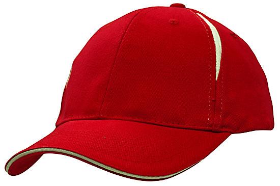 6 Panel BHC Cap with Crown Inserts-Sandwich - Custom Embroidered - Red With White
