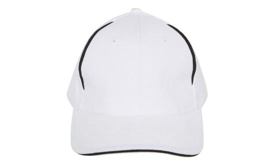 6 Panel BHC Cap with Crown Inserts-Sandwich - Custom Embroidered - White With Black
