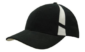 6 Panel Hbc Cap with Crown Inserts - Black With White