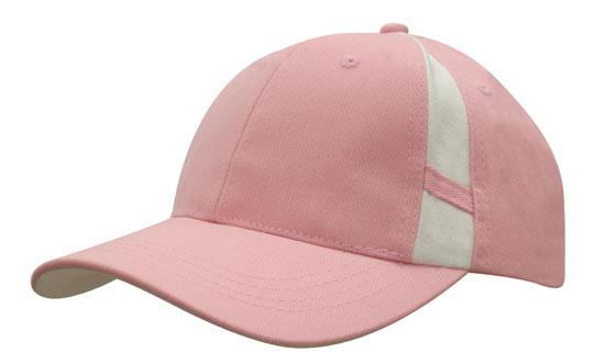 6 Panel Hbc Cap with Crown Inserts - Pink With White
