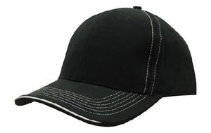 6 Panel BHC Cap with Contrast Sts & Sandwich - Navy With White