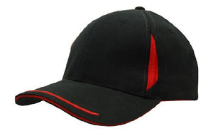 6 Panel BHC Cap Crown Insert & Sandwich - Black With Red