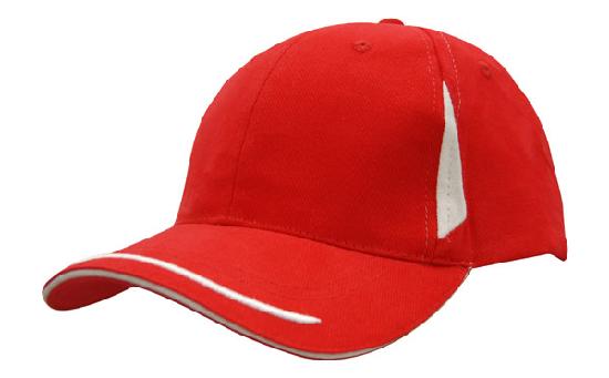 6 Panel BHC Cap Crown Insert & Sandwich - Red With White