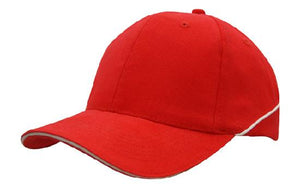 6 Panel BHC Cap Sandwich & Crown Piping - Red With White