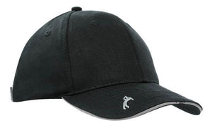 6 Panel Chino Twill Golf Cap - Black