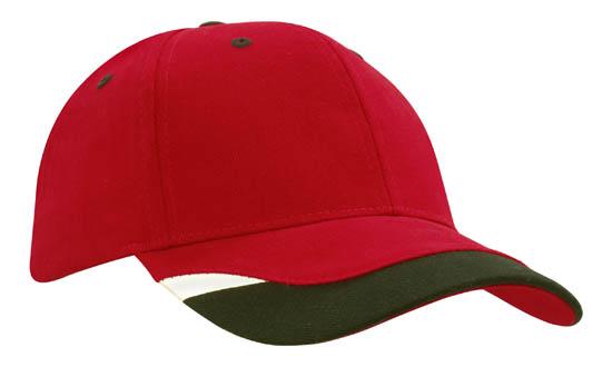 6 Panel BHC Cap with Peak Indent & Print - Red With Black And White