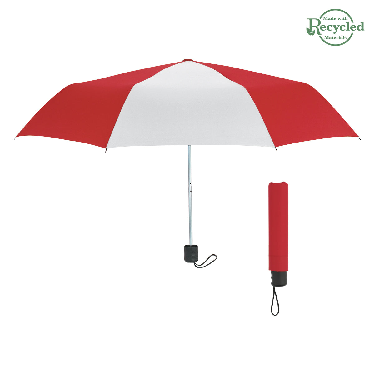 42" Arc Budget Telescopic Umbrella - Red With White