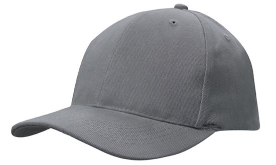 6 Panel Brushed Heavy Cotton Cap with Plastic Strap - Charcoal