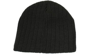 Acrylic Cable Knit Beanie - Black