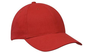 6 Panel Premium Brushed Cotton Cap - Red