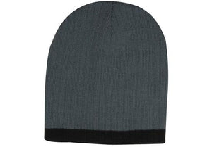 Two Tone Cable Beanie - Charcoal With Black