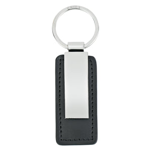 Leatherette Key Tag - Silver With Black