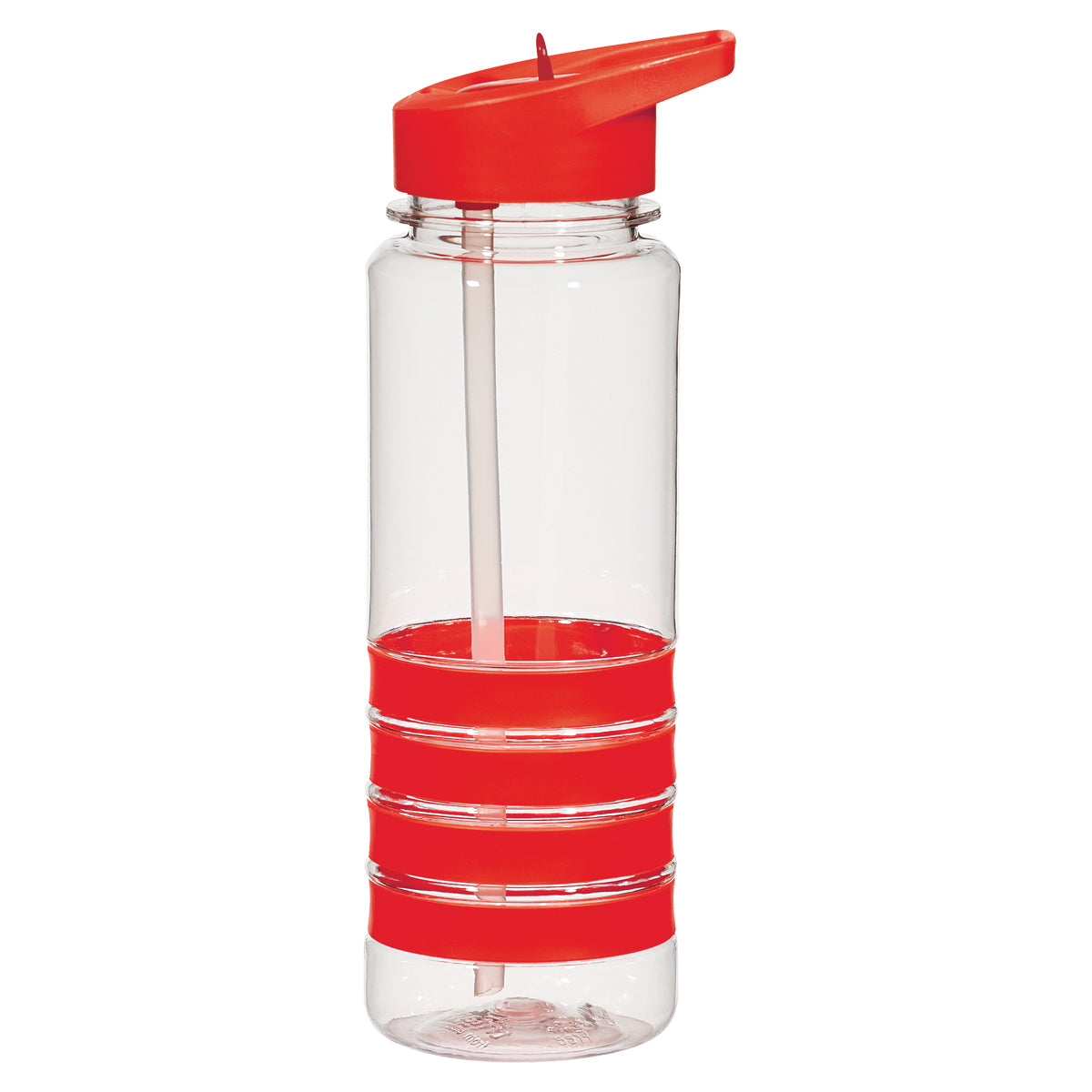 24 Oz. Banded Gripper Bottle - Clear With Red