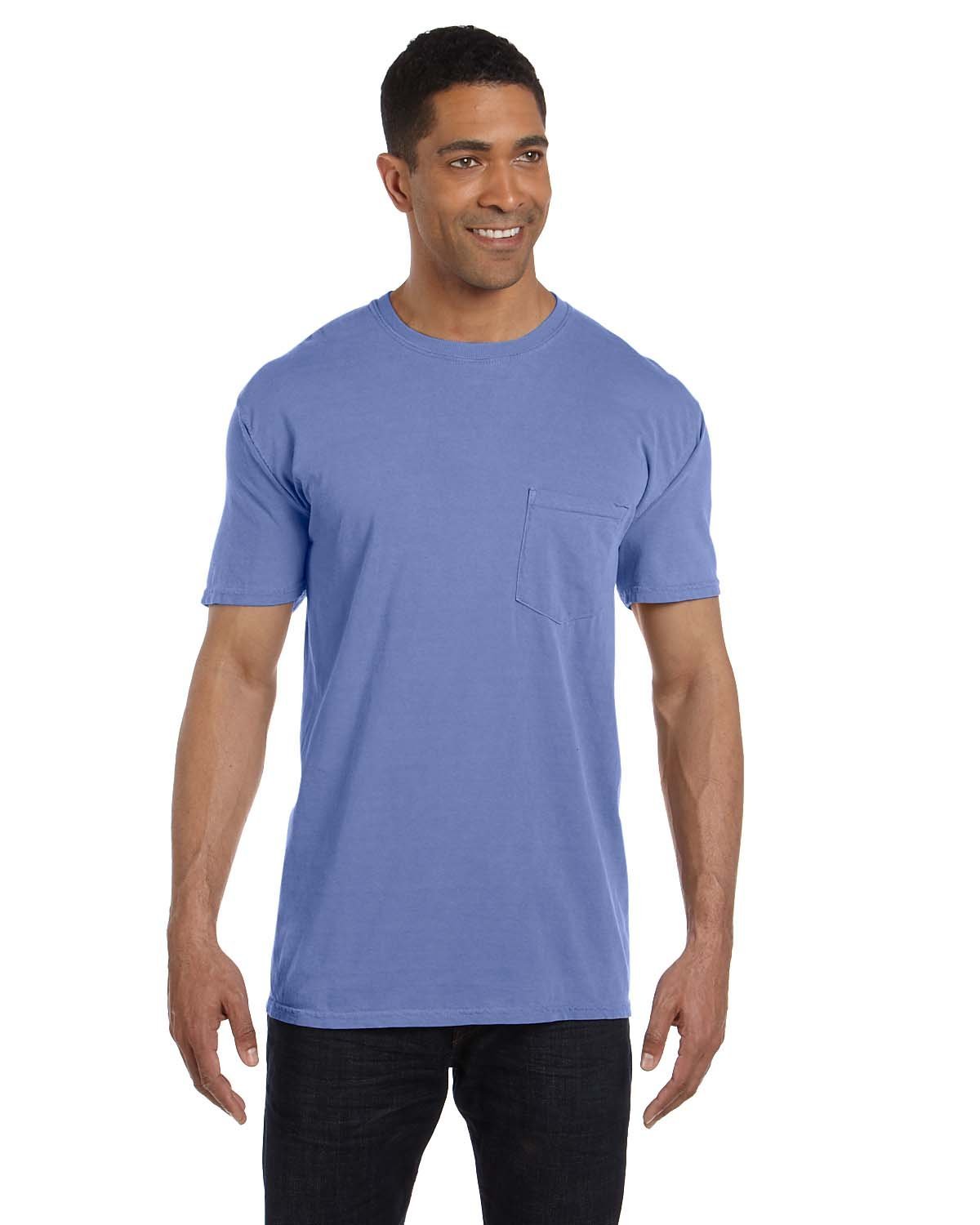 Comfort Colors® Adult Heavyweight RS Pocket T-Shirt - Flo Blue