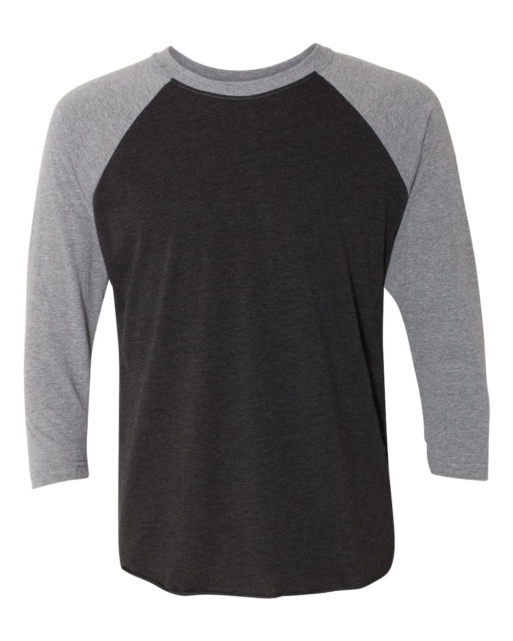 Next Level Unisex Triblend Three-Quarter Sleeve Raglan - Premium Heather Sleeves/ Vintage Black Body