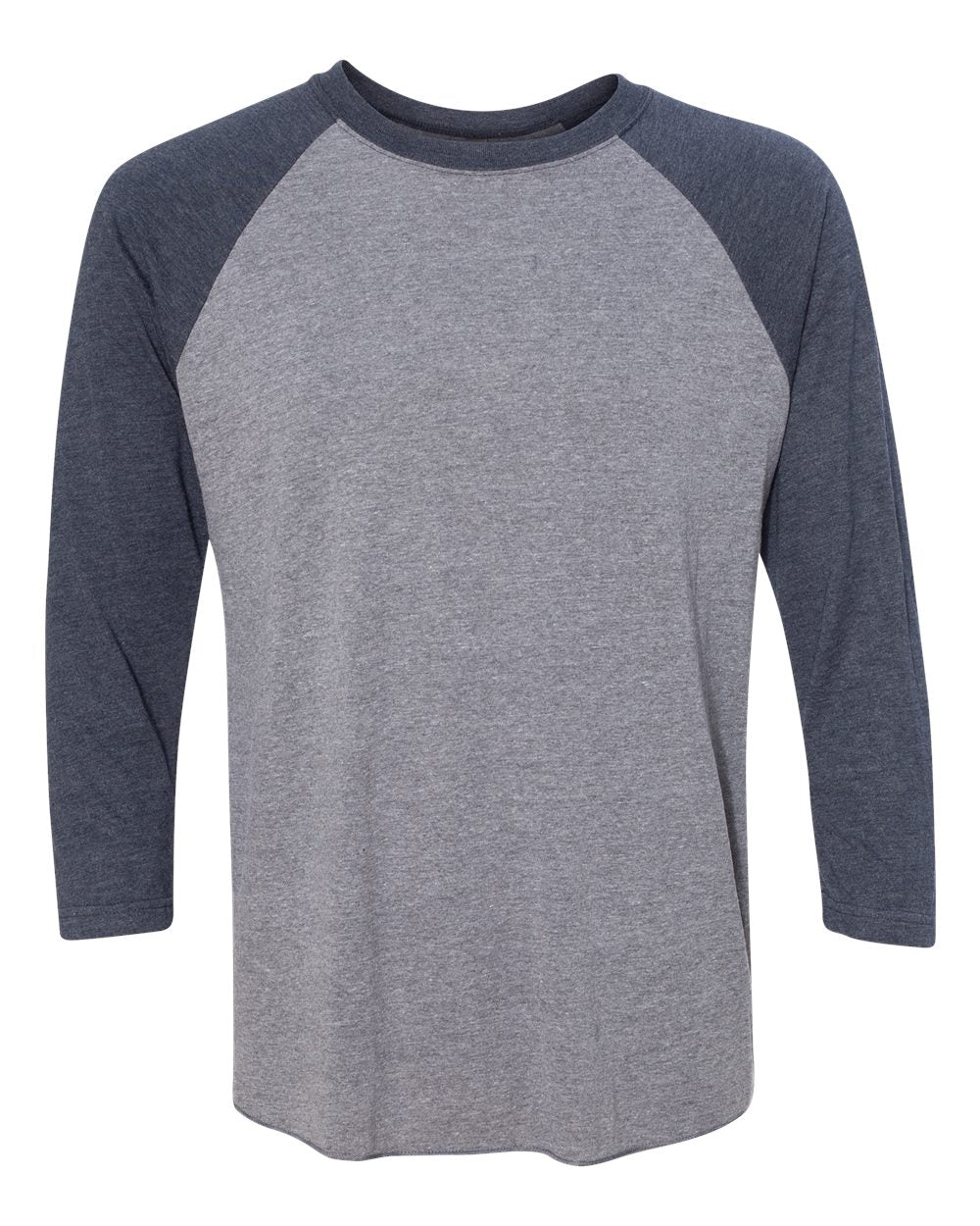Next Level Unisex Triblend Three-Quarter Sleeve Raglan - Vintage Navy Sleeves/ Premium Heather Body