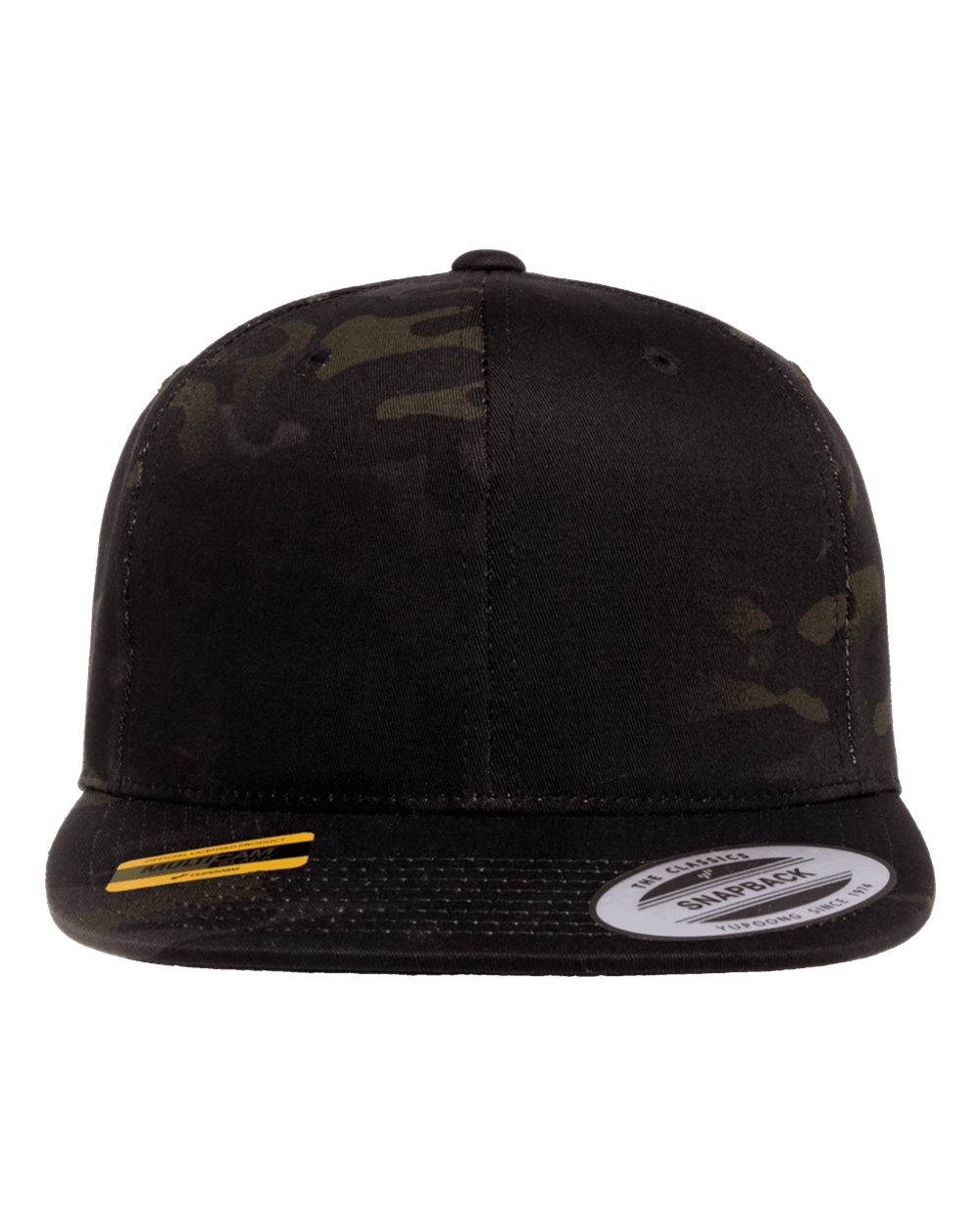 YP Classics Adult Structured Flat Visor Classic Snapback Cap - Multicam Black