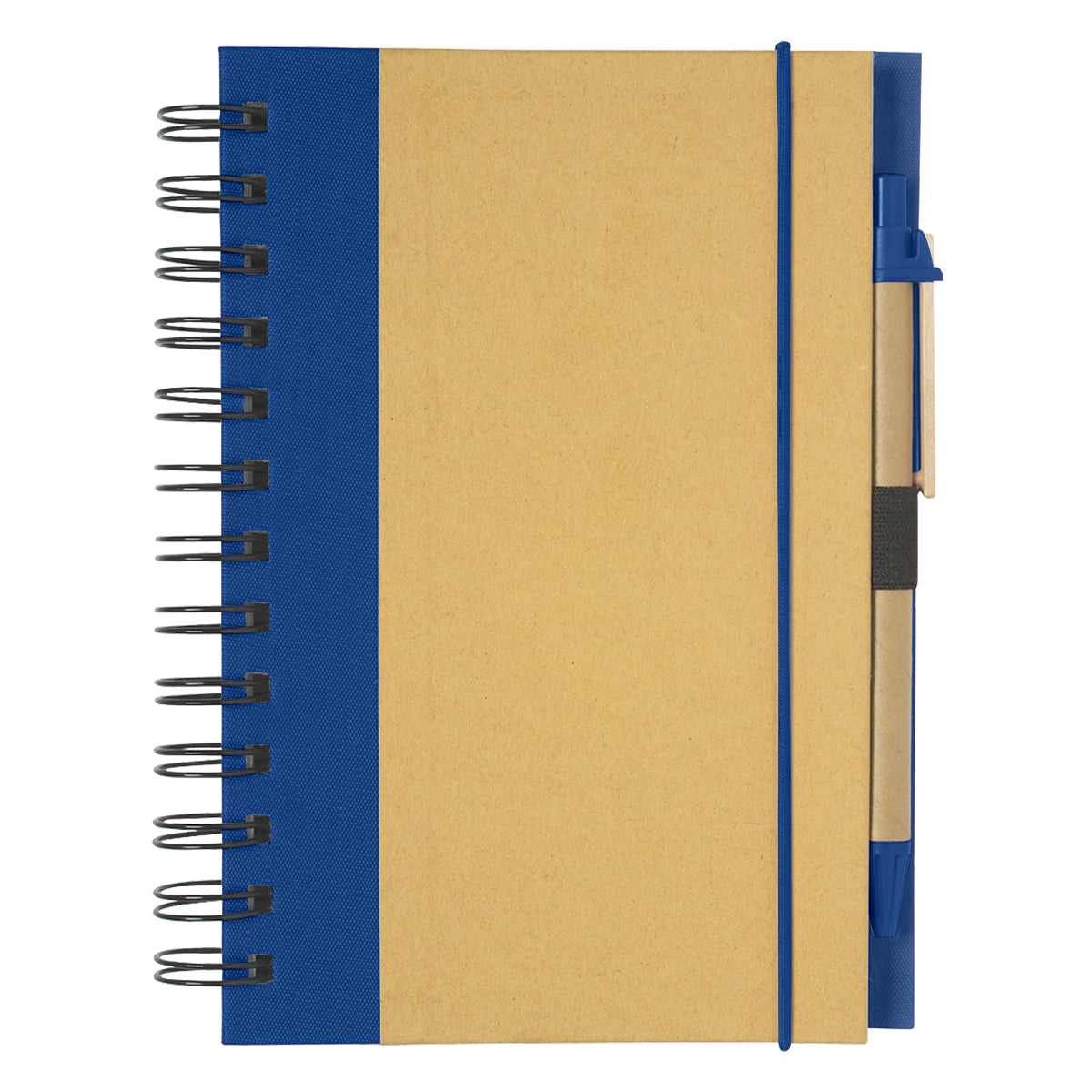 ECO-INSPIRED SPIRAL NOTEBOOK & PEN - Natural With Blue