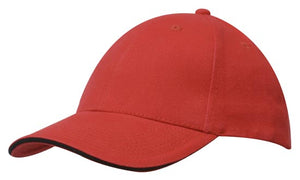 6 Panel Brush Heavy Cotton Sandwich Peak Cap - Custom Embroidered - HP4210 -