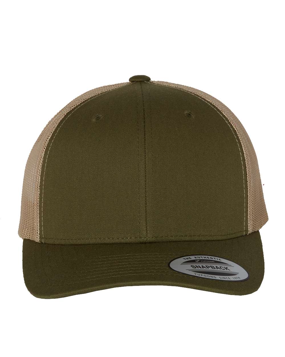 YP Classics Adult Retro Trucker Cap - Moss/ Khaki