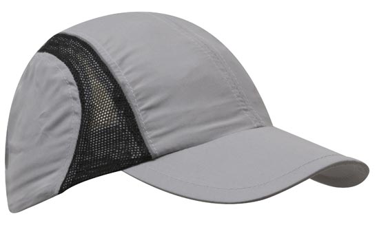 4 Panel Sports Cap with Mesh Inserts and Frabic Covered Touch Strap - Custom Embroidered -