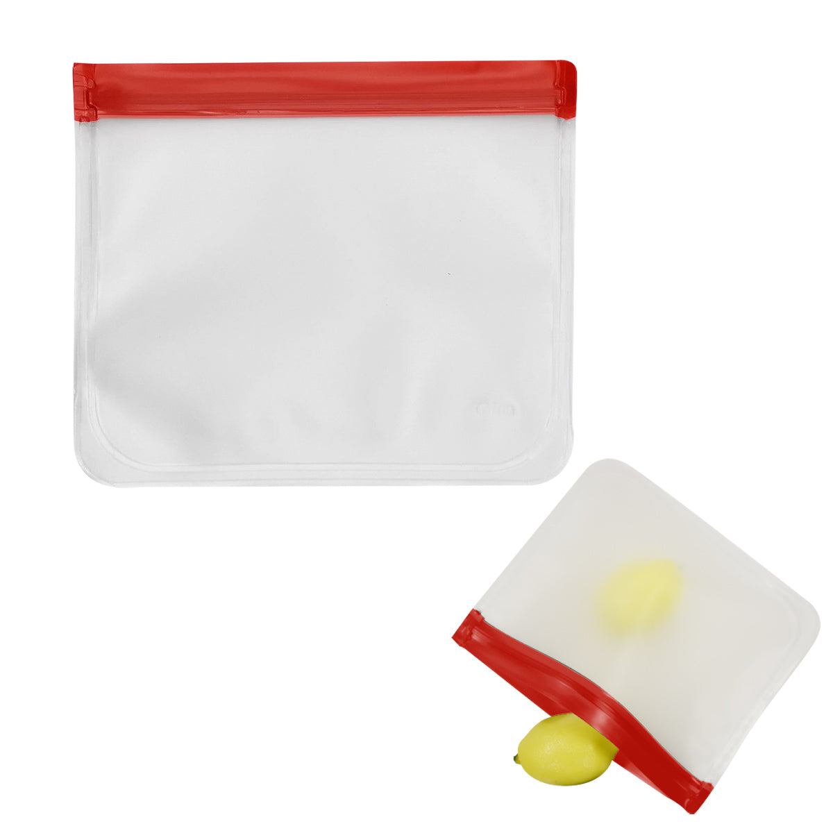 Reusable Zip Top Storage Bags - Clear With Red