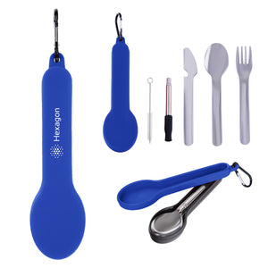 Travel Utensil Set With Silicone Holder