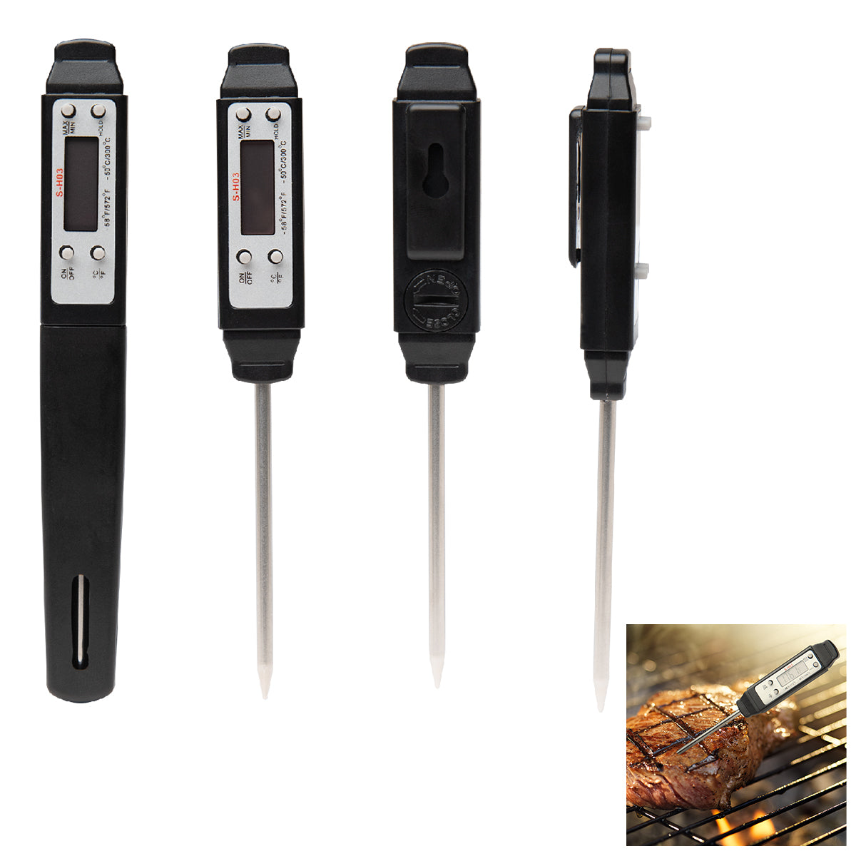 Digital Food Thermometer - Black
