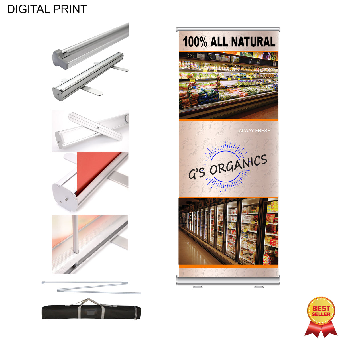 Premium Banner with Stand and Bag, 33.5x79